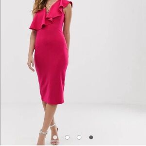 ASOS Vibrant Pink Midi Dress